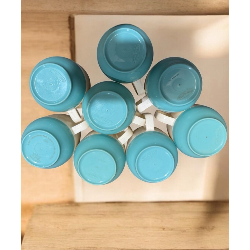 VTG Mcm 1960s‎  Vacron Bopp Decker insulated Cups Tumblers Coffee Aqua 8 Pieces